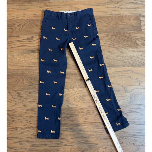 Boys Corgi Print Chino Pants Blue Casual Puppy Dog Pattern - Picture 4 of 7